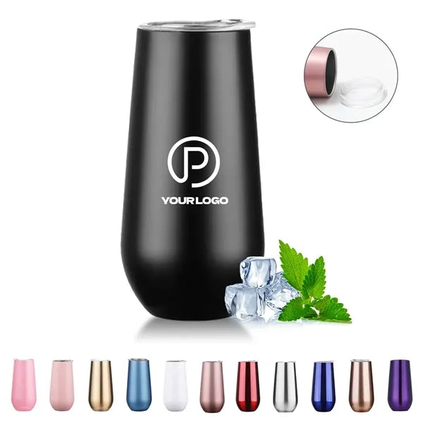 6 Oz Stainless Steel Insulated Champagne Tumbler For Travel