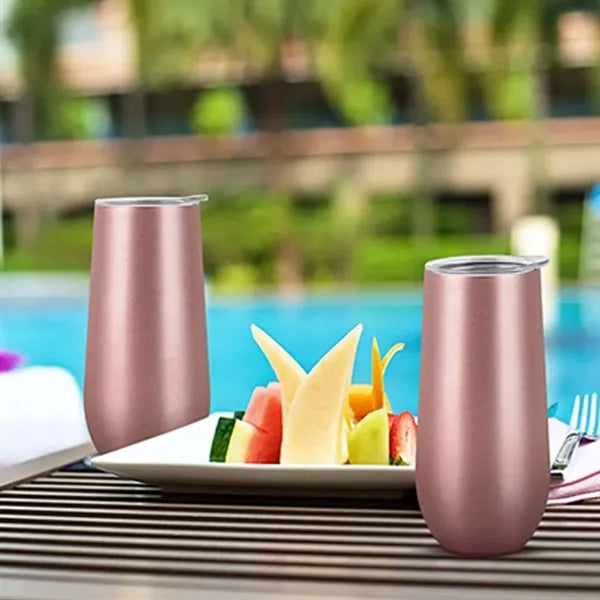 6 Oz Stainless Steel Insulated Champagne Tumbler For Travel