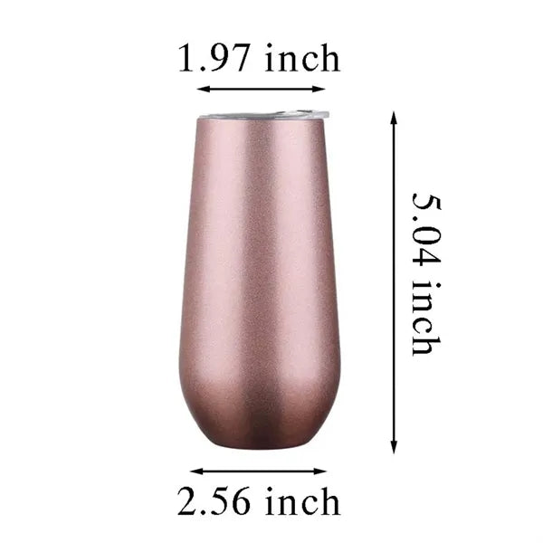 6 Oz Stainless Steel Insulated Champagne Tumbler For Travel