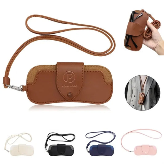 Pu Leather Sunglasses Case Holder With Lanyard