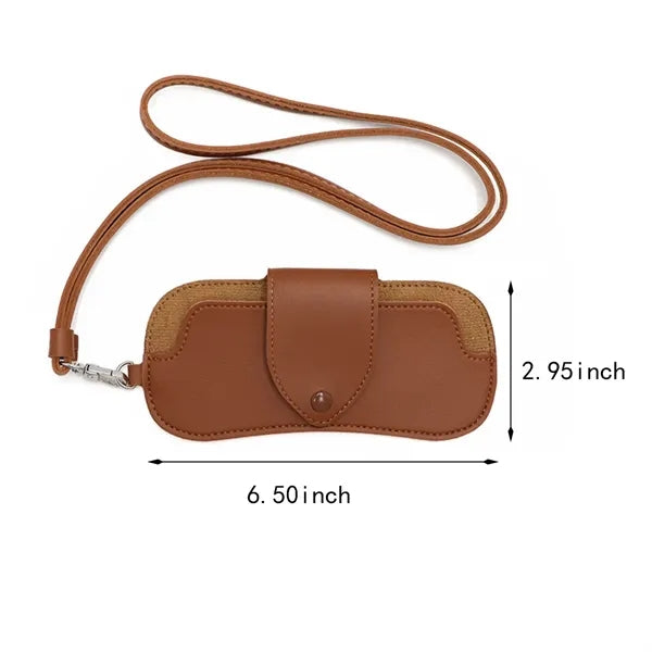 Pu Leather Sunglasses Case Holder With Lanyard