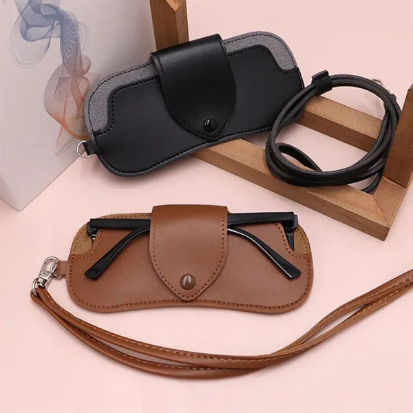 Pu Leather Sunglasses Case Holder With Lanyard