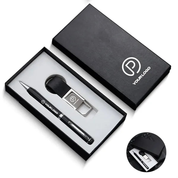 Elegant Metal Pen & Keychain Gift Set For Clients Employee