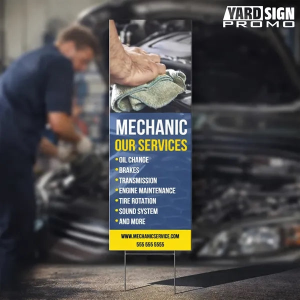 6x18 Custom Outdoor Yard Signs Mechanic Services
