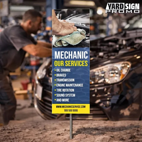 6x18 Custom Outdoor Yard Signs Mechanic Services