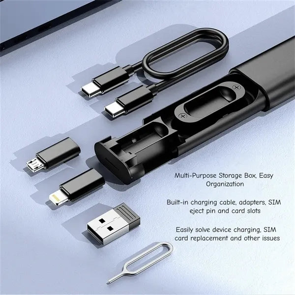 60W Multifunctional Charging Cable Set Pen Shape Travel Case