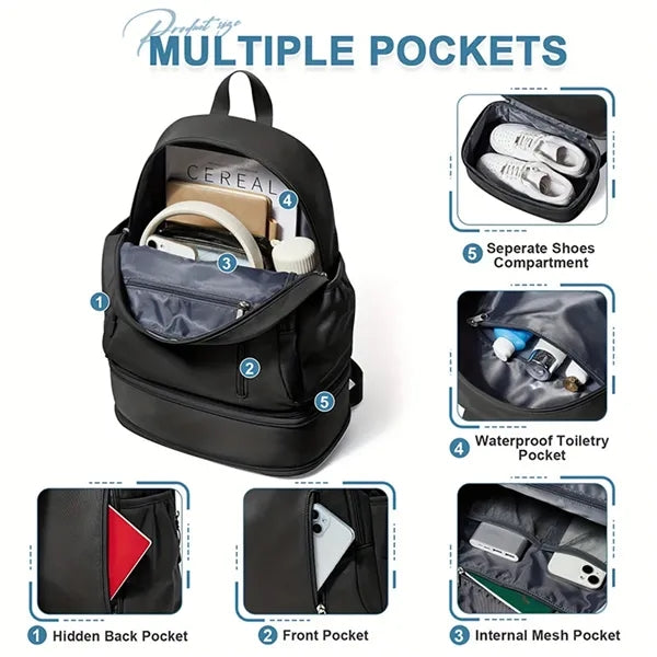Expandable Backpack with Shoe Compartment for TravelDaily