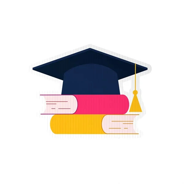 12x18 Custom Outdoor Graduation Hat and Books Die-Cut Signs