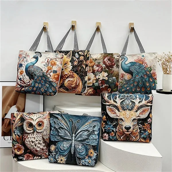 Animal Print Canvas Tote Bag for Daily Commute Shopping