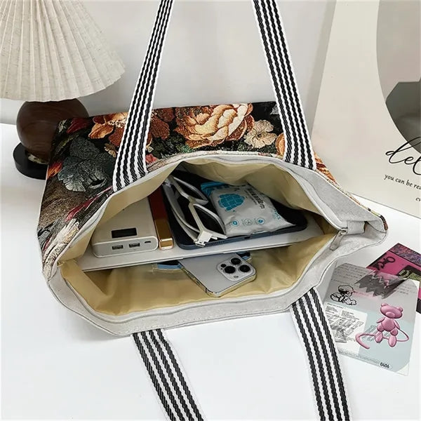 Animal Print Canvas Tote Bag for Daily Commute Shopping