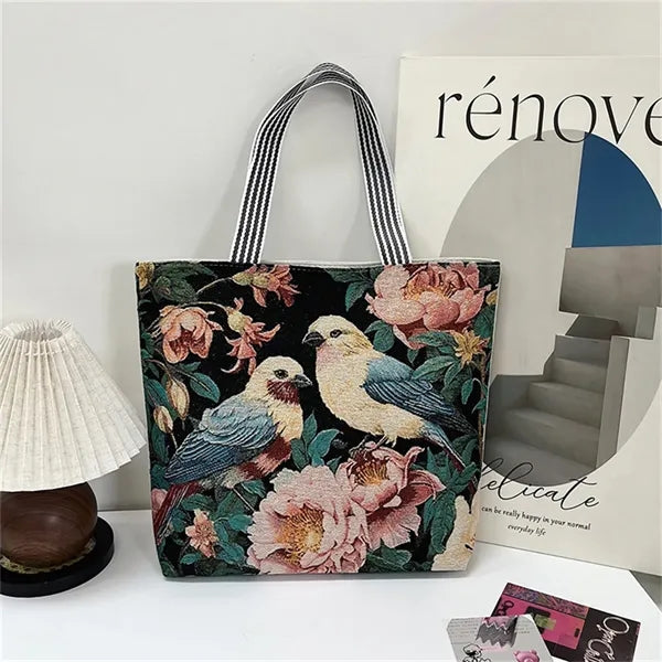 Animal Print Canvas Tote Bag for Daily Commute Shopping