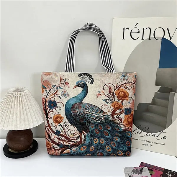 Animal Print Canvas Tote Bag for Daily Commute Shopping