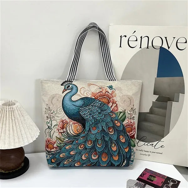 Animal Print Canvas Tote Bag for Daily Commute Shopping