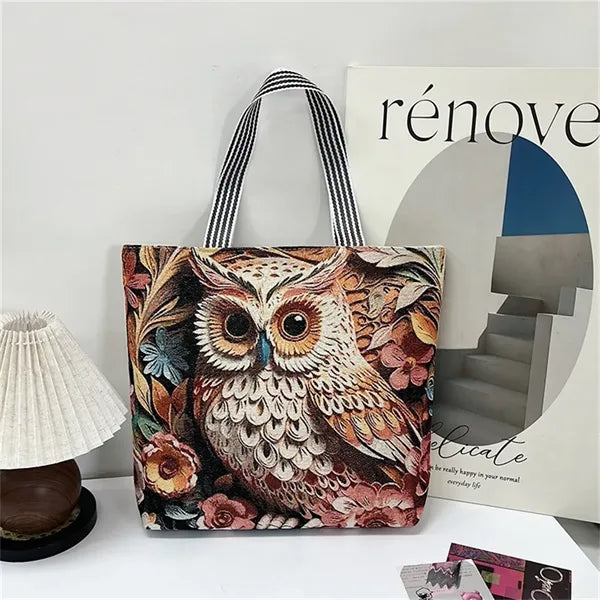 Animal Print Canvas Tote Bag for Daily Commute Shopping