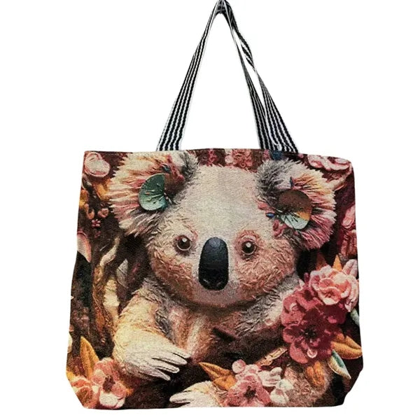 Animal Print Canvas Tote Bag for Daily Commute Shopping