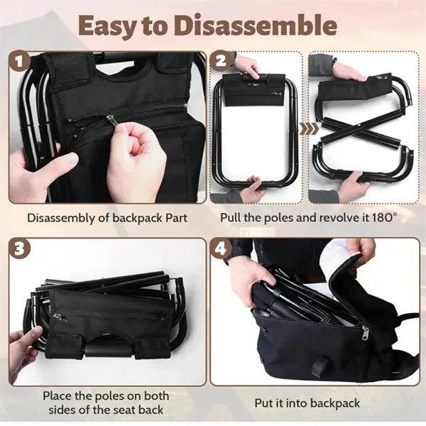 Folding Portable Camping Chair With Cooler Insulated Bag