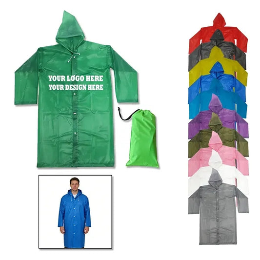 EVA outdoor rain coat with drawstring bag