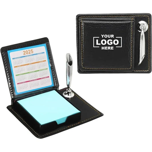 PU Leather Sticky Note Case with Pen Loop