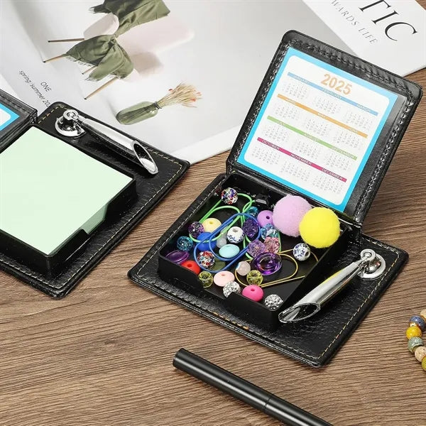 PU Leather Sticky Note Case with Pen Loop