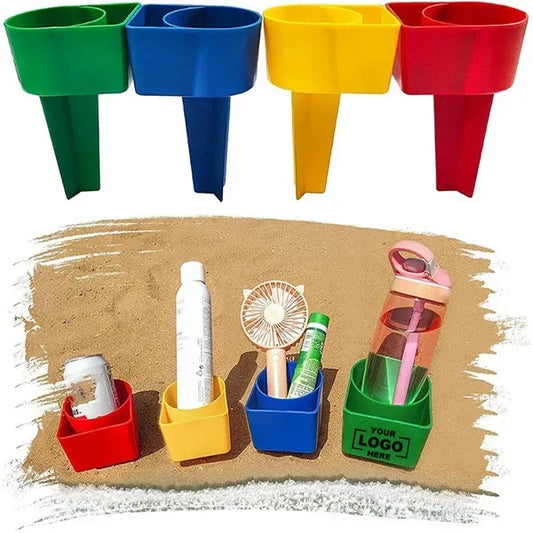 All-Terrain Beach Cup Holder with Storage Pocket
