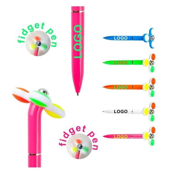 Logo Fidget Spinner Ballpoint Stress Relief Toy Pen