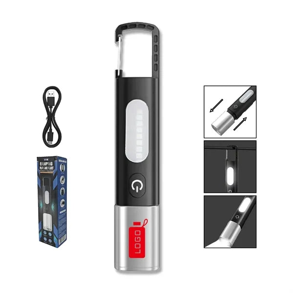 Multi-function outdoor zoomable flashlight with carabiner