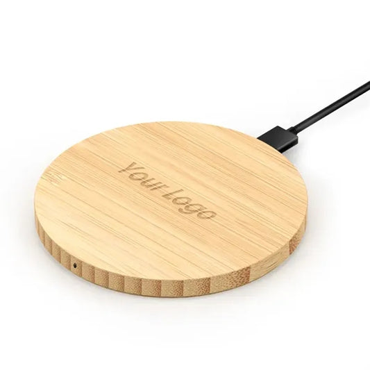 15W Round Bamboo Wireless Phone Charger
