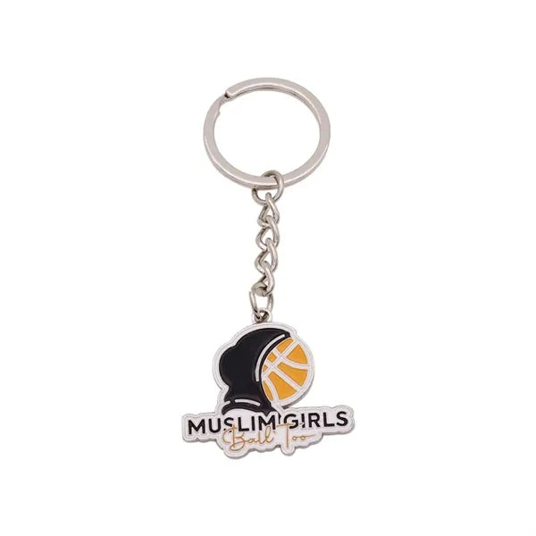 School sports equipment basketball metal keychain