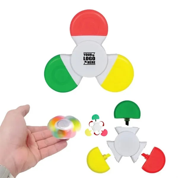 3-Color Fidget spinner highlighter ballpoint pen