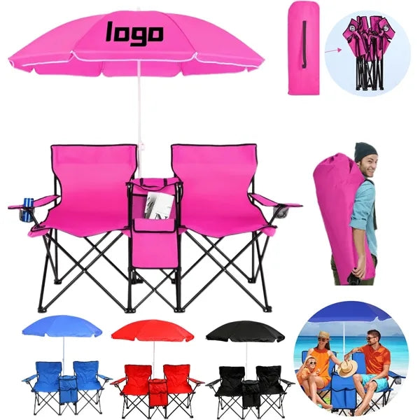 Outdoor Folding Sunshade Chair with Ice Bag for Two