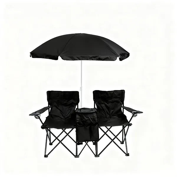 Outdoor Folding Sunshade Chair with Ice Bag for Two