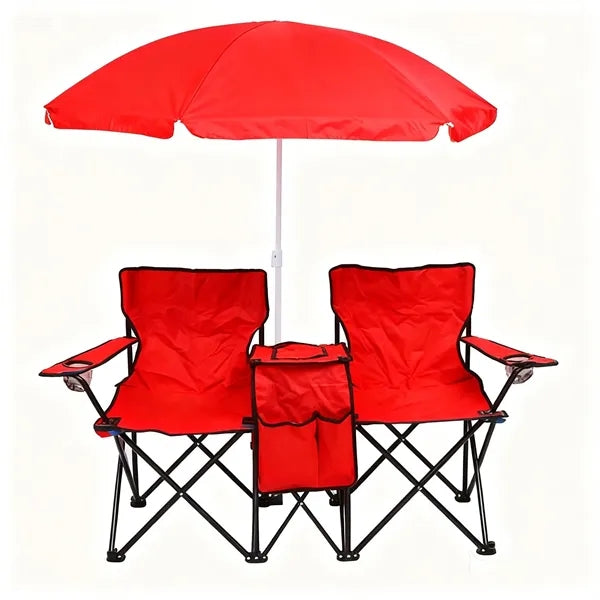 Outdoor Folding Sunshade Chair with Ice Bag for Two