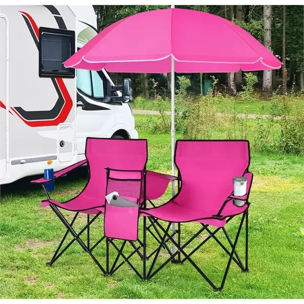 Outdoor Folding Sunshade Chair with Ice Bag for Two