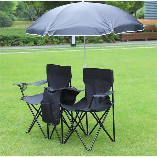 Outdoor Folding Sunshade Chair with Ice Bag for Two
