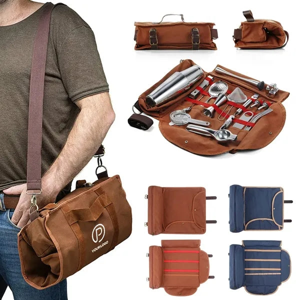 Portable Roll-Up Bartender Kit Bag For Travel Mobile Bar