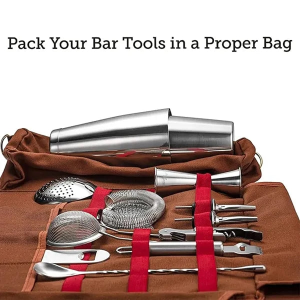 Portable Roll-Up Bartender Kit Bag For Travel Mobile Bar