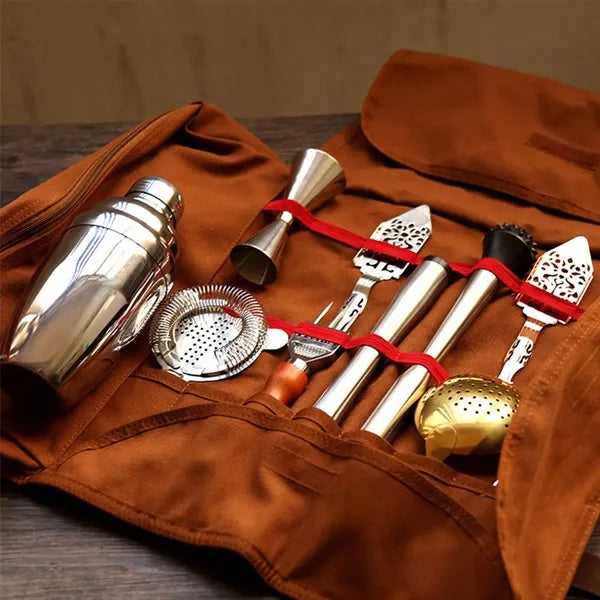 Portable Roll-Up Bartender Kit Bag For Travel Mobile Bar