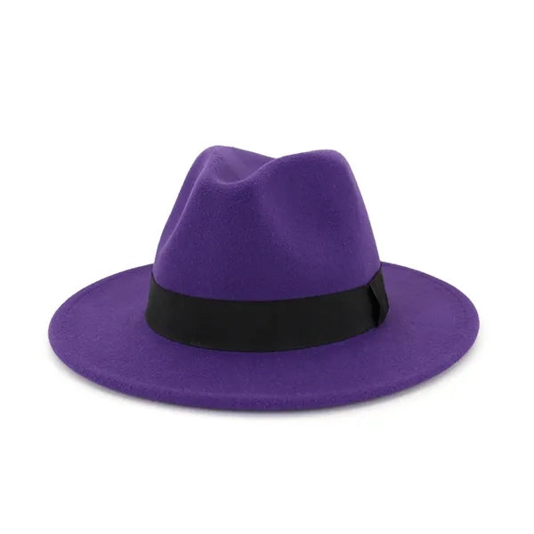 Wide Brim Felt Fedora Hat