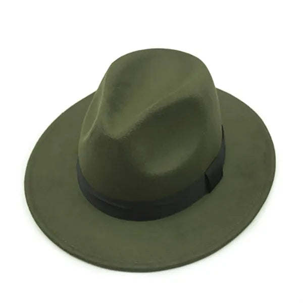 Wide Brim Felt Fedora Hat