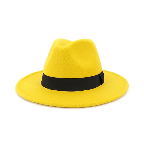 Wide Brim Felt Fedora Hat