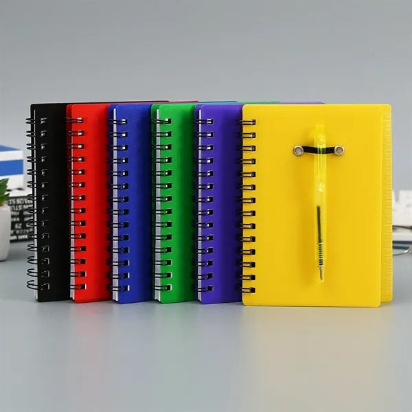 Spiral Notebook Steno Pocket Notepad with Pen in Holder