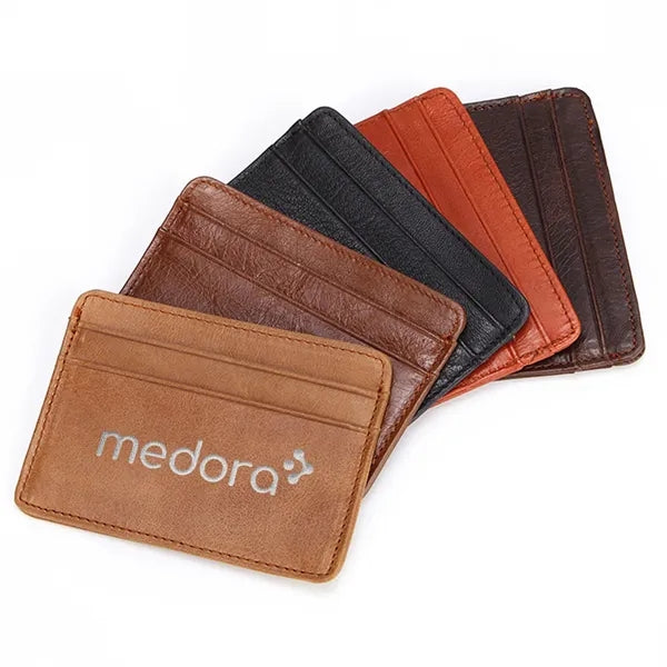 Vintage Oil-Waxed Leather Slim Card Holder Wallet