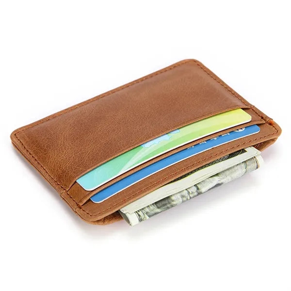 Vintage Oil-Waxed Leather Slim Card Holder Wallet