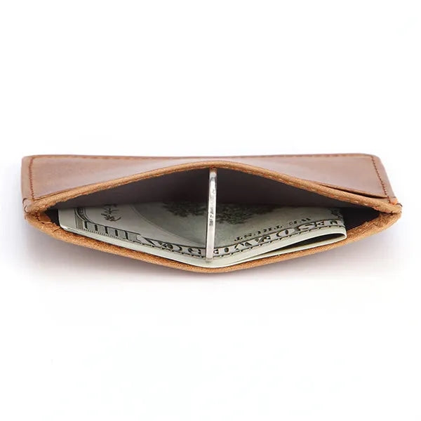 Vintage Oil-Waxed Leather Slim Card Holder Wallet