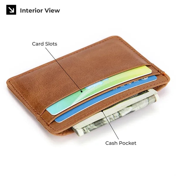Vintage Oil-Waxed Leather Slim Card Holder Wallet