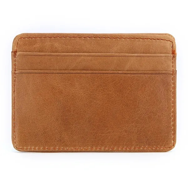 Vintage Oil-Waxed Leather Slim Card Holder Wallet