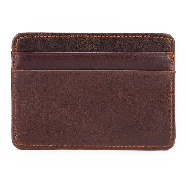 Vintage Oil-Waxed Leather Slim Card Holder Wallet
