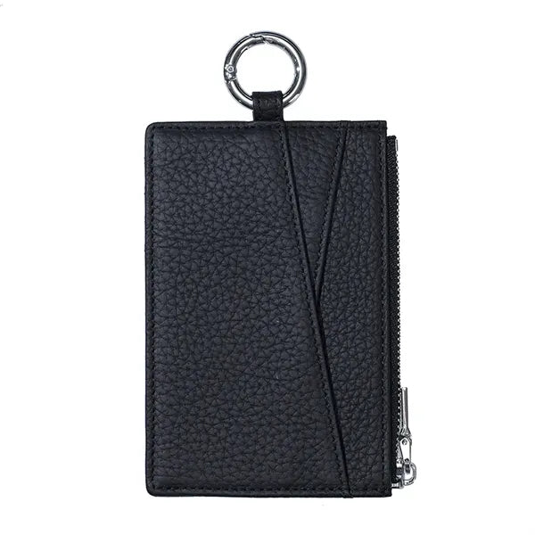 Slim Top-Grain Leather Zipper Card Holder Coin Wallet