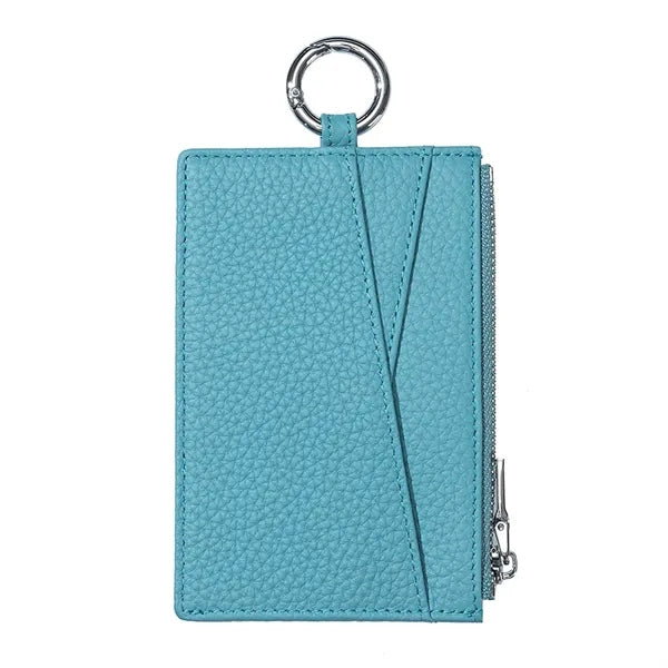 Slim Top-Grain Leather Zipper Card Holder Coin Wallet