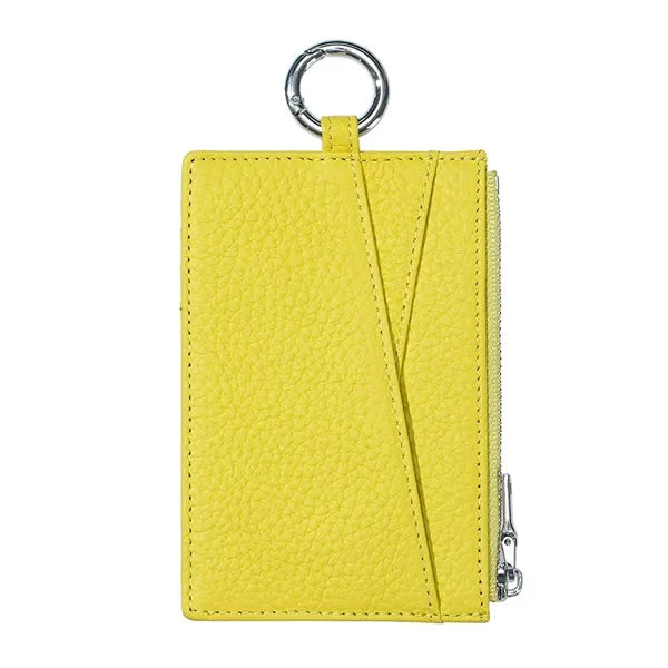 Slim Top-Grain Leather Zipper Card Holder Coin Wallet